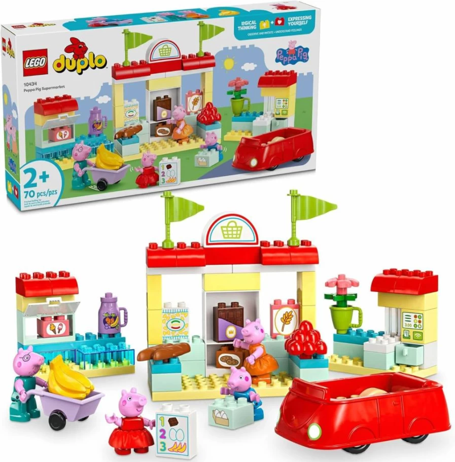 LEGO DUPLO Peppa Pig Supermarket Building Toy with 4 Figures, Preschool Learning Set for Fine Motor Skills, Gift for Toddlers Ages 2-5 (10434)