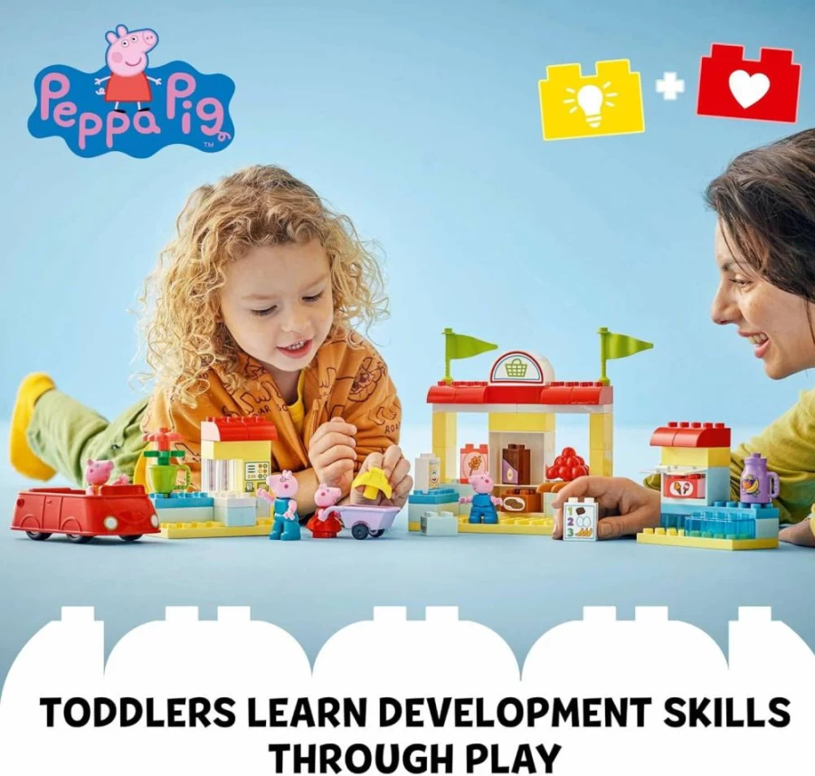 LEGO DUPLO Peppa Pig Supermarket Building Toy with 4 Figures, Preschool Learning Set for Fine Motor Skills, Gift for Toddlers Ages 2-5 (10434)