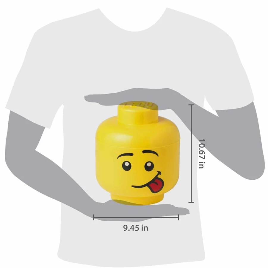 LEGO Storage Heads Stackable Organizer Bin for Kids Toys - Large Buildable Container Holds 500 Bricks, 9.45 x 9.45 x 10.67 Inches, Silly Design by Room Copenhagen