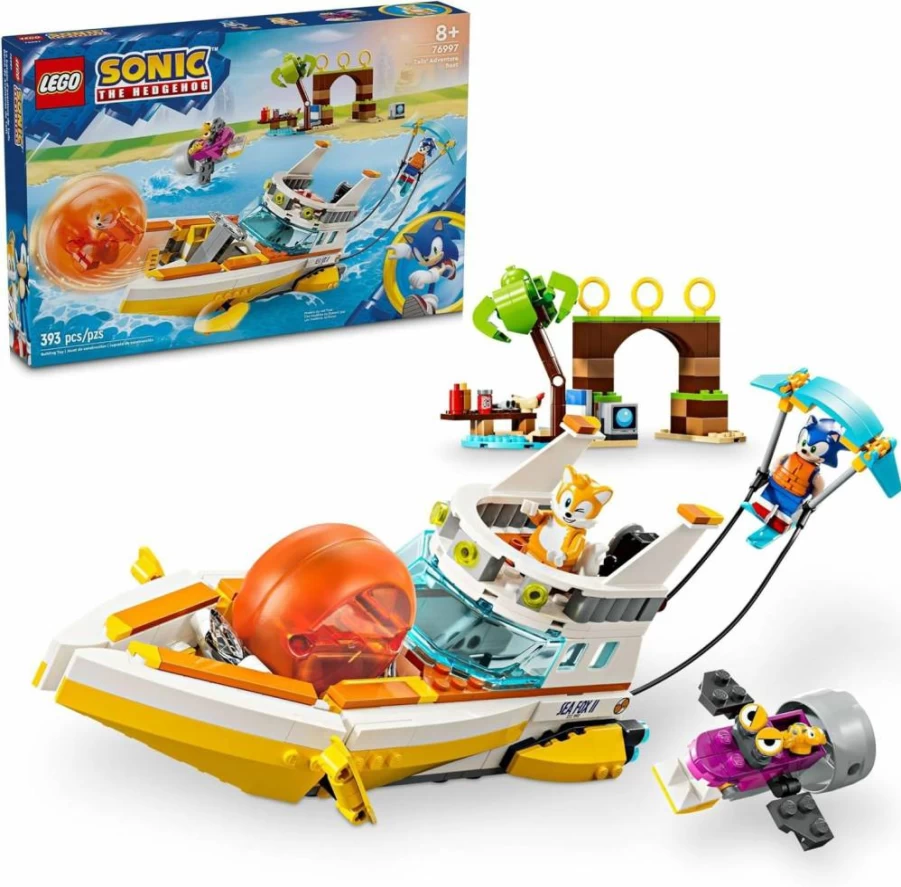 LEGO 76997 Sonic The Hedgehog Tails' Adventure Boat Building Set with Sonic Characters, Water Skis, Interactive Toy for Kids Ages 8+, Gift for Gamers