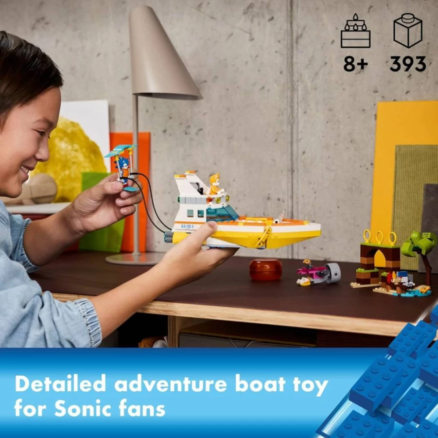 LEGO 76997 Sonic The Hedgehog Tails' Adventure Boat Building Set with Sonic Characters, Water Skis, Interactive Toy for Kids Ages 8+, Gift for Gamers