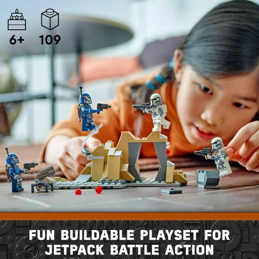 LEGO Star Wars Mandalorian Ambush Battle Pack 75373 with 4 Minifigures, Building Toy Set for Kids Ages 6+, Mandalore Playset, Creative Gift for Boys and Girls