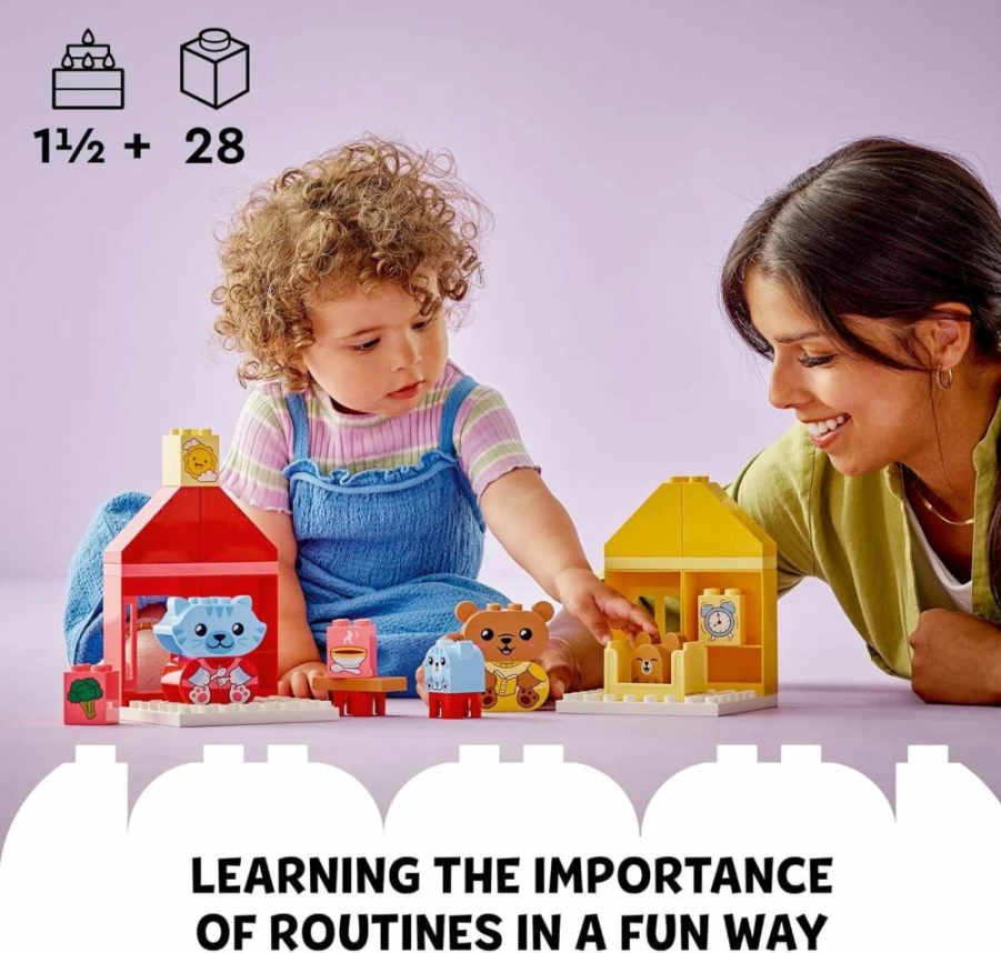 LEGO DUPLO My First Daily Routines: Eating & Bedtime Roleplay Set for Toddlers Ages 18+ Months - Animal Toys for Social Emotional Learning, Preschool Gift 10414