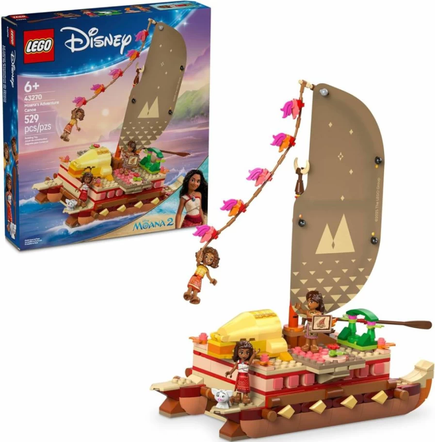 LEGO Disney Moana’s Adventure Canoe Building Set 43270 – Creative Boat Toy for Kids Ages 6+, Fun Birthday Gift for Girls and Boys