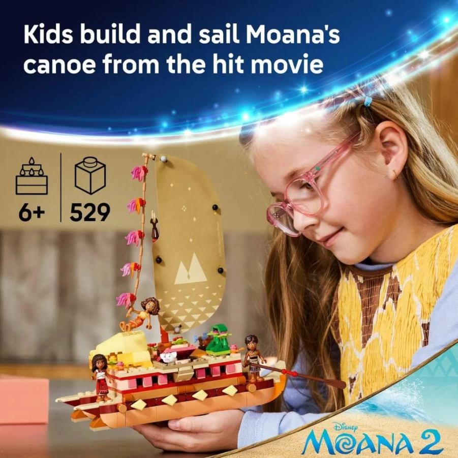 LEGO Disney Moana’s Adventure Canoe Building Set 43270 – Creative Boat Toy for Kids Ages 6+, Fun Birthday Gift for Girls and Boys