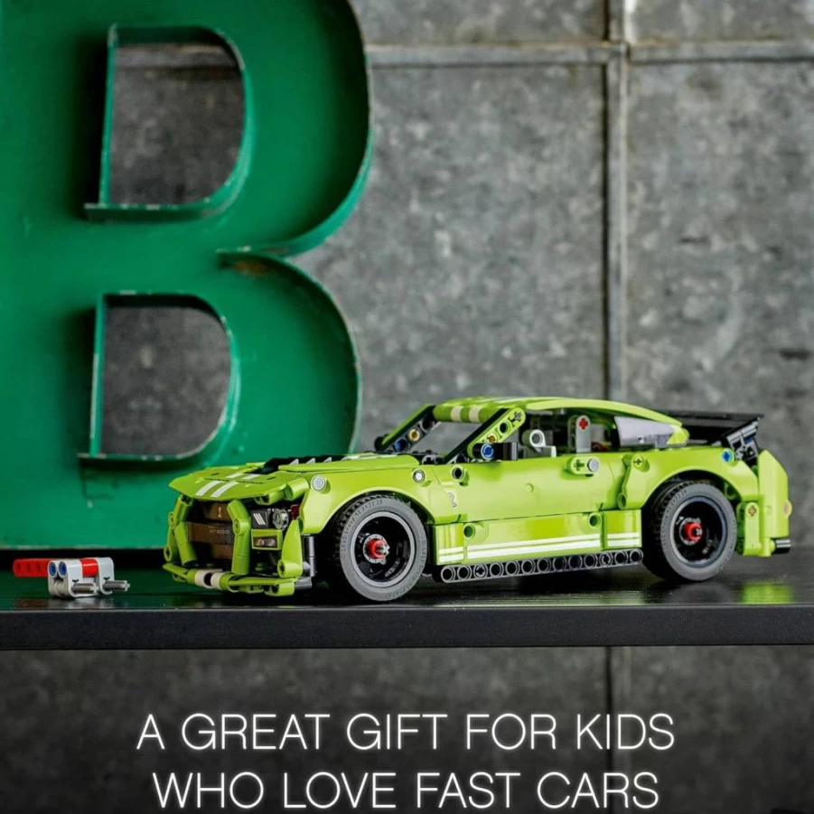 LEGO Technic Ford Mustang Shelby GT500 42138 Pull-Back Race Car Building Kit with AR App, STEM Toy for Kids Ages 9+, Collectible Model Set for Teens