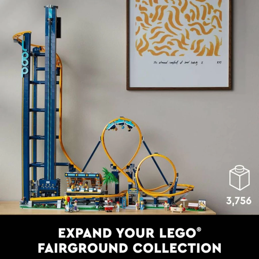 LEGO Icons 10303 Roller Coaster Building Set for Adults – Amusement Park Train Model Kit with Loop Track, Creative Gift for LEGO Fans