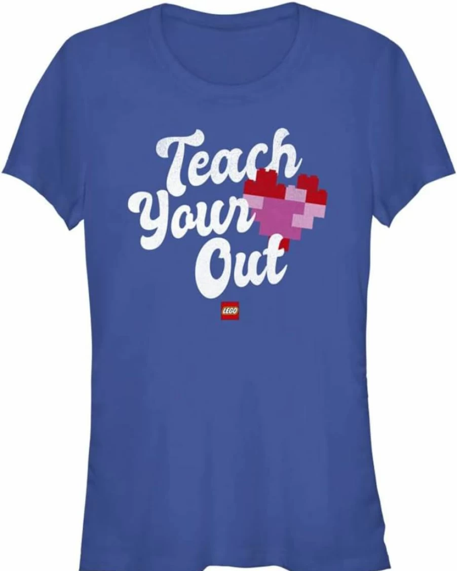 Fifth Sun Women's Lego-Inspired "Teach Your Heart Out" Graphic Short Sleeve T-Shirt