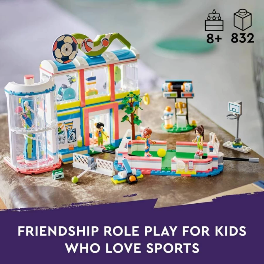 LEGO Friends Sports Center 41744 Building Set for Kids Ages 8+ with Football, Basketball & Tennis Games - Creative Sports-Themed Gift for Boys & Girls