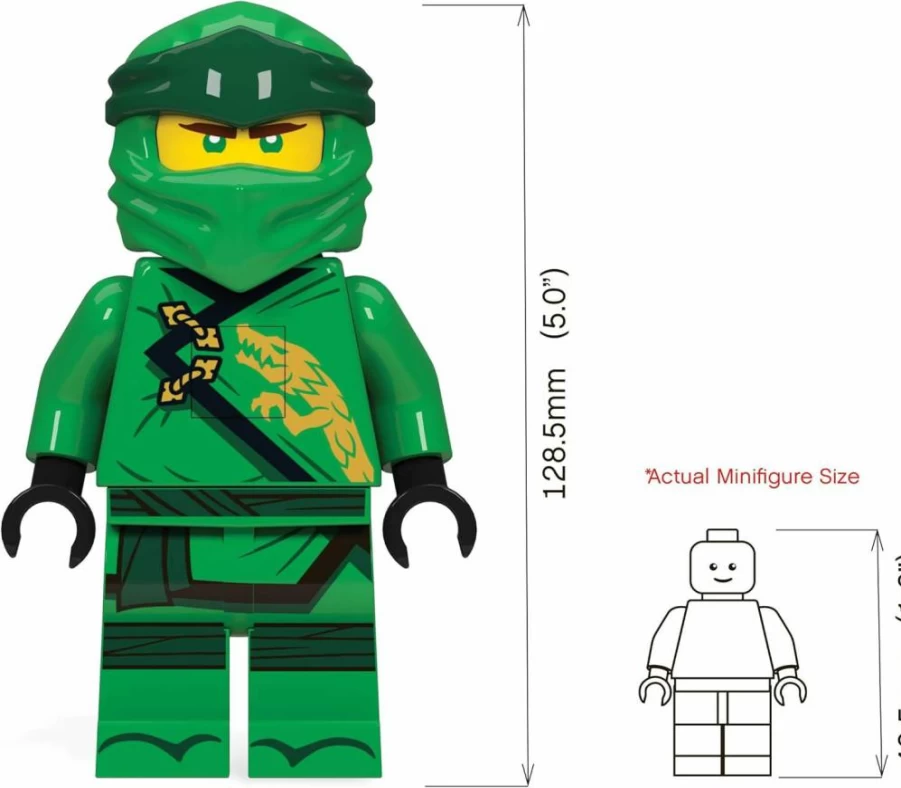 IQ Portable LED Flashlight - 5" Auto-Off Camping Light with Lego Ninjago Lloyd Figure, Battery Powered for Outdoor, Home & Reading
