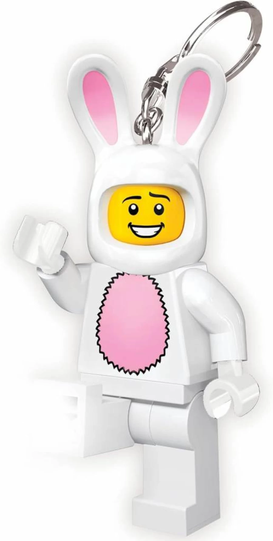 IQ 3 Inch Tall Bunny Suit Guy Lego Minifigure Keychain Light - Easter Gift, Easter Basket Stuffer, Collectible Toy for Kids and Adults