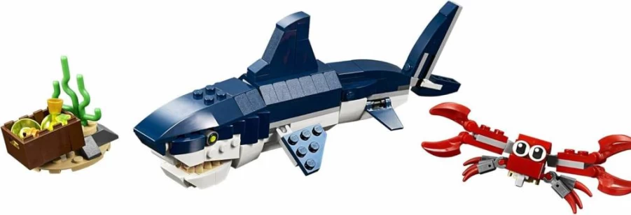 LEGO Creator 3-in-1 Deep Sea Creatures Building Toy Set - Shark, Crab, Squid & Angler Fish Models, Creative Gift for Kids Ages 7+ (31088)