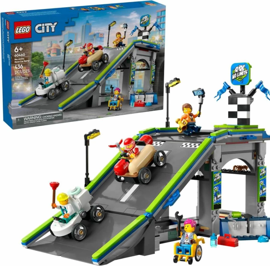 LEGO 60460 Race Car Ramp Track Building Set with 2 Cars, 4 Minifigures for Kids Ages 6+ - Creative Soap Box Derby Toy for Boys and Girls - STEM Gift Idea
