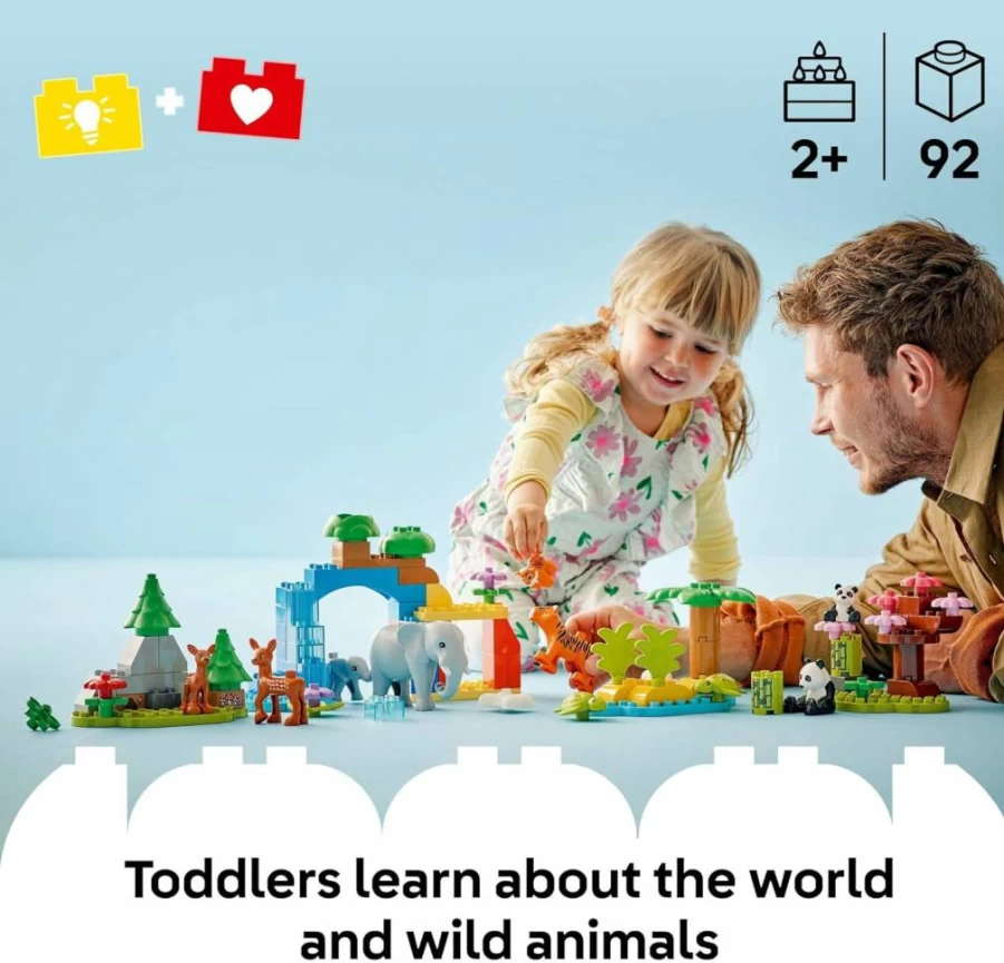 LEGO DUPLO 3-in-1 Wild Animal Families Building Set (10446) - Preschool Educational Toy with 10 Animal Figures - Gift for Toddlers Ages 2+