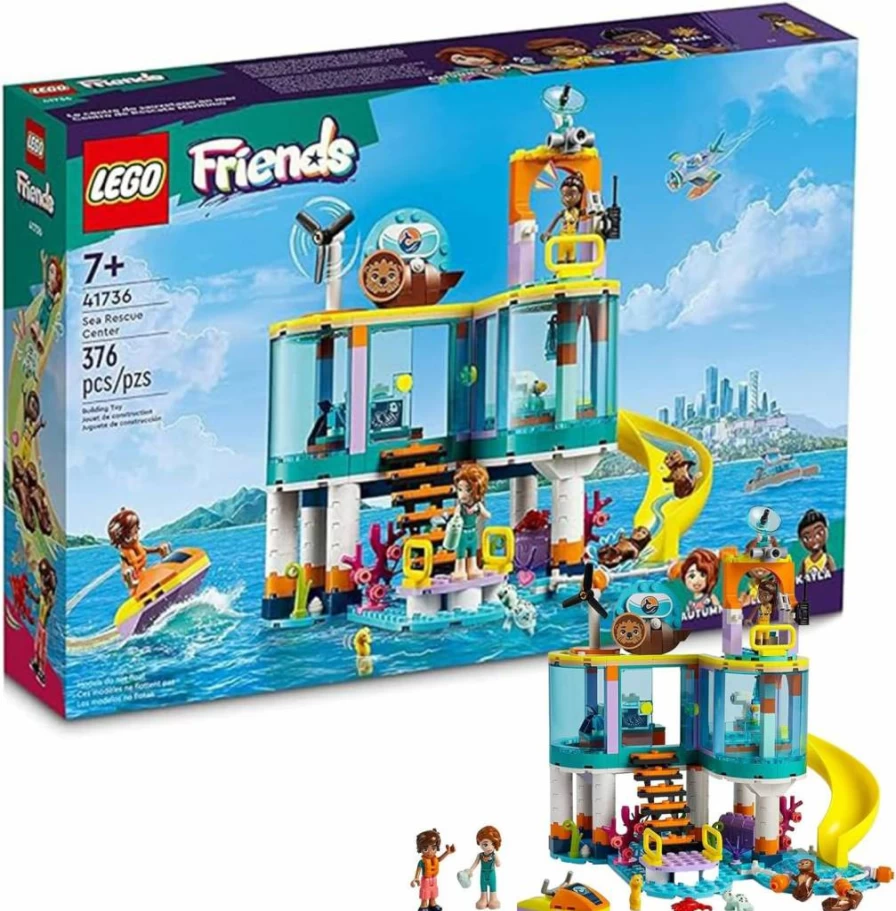 LEGO Friends 41736 Sea Rescue Center Building Set with 3 Mini-Dolls, Otters, Seahorse & Water Scooter, Ocean Rescue Toy for Kids Ages 7+