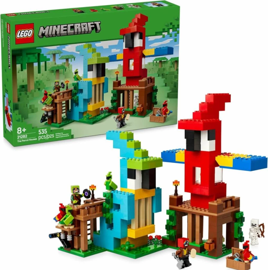 LEGO Minecraft 21282 The Parrot Jungle House Building Set with Ranger & Parrot Handler Minifigures, Creative Toy for Kids Ages 8+