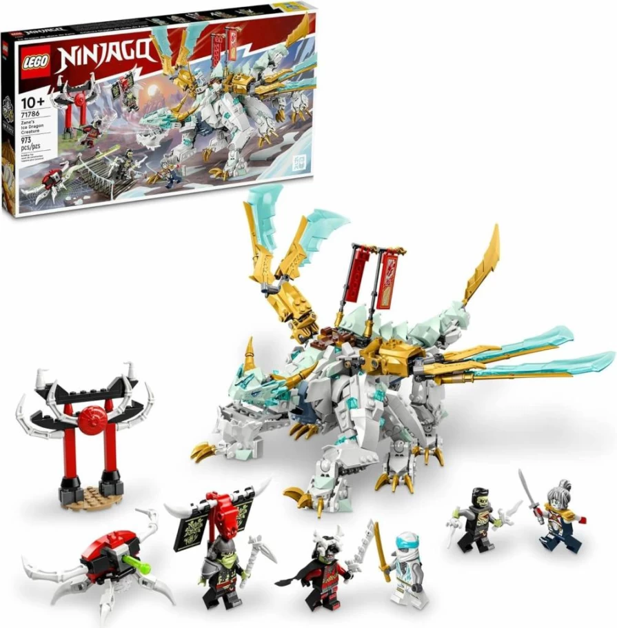 LEGO Ninjago Zane's Ice Dragon 71786 Building Kit with 5 Minifigures, 2-in-1 Dragon and Warrior Action Figure Model for Kids