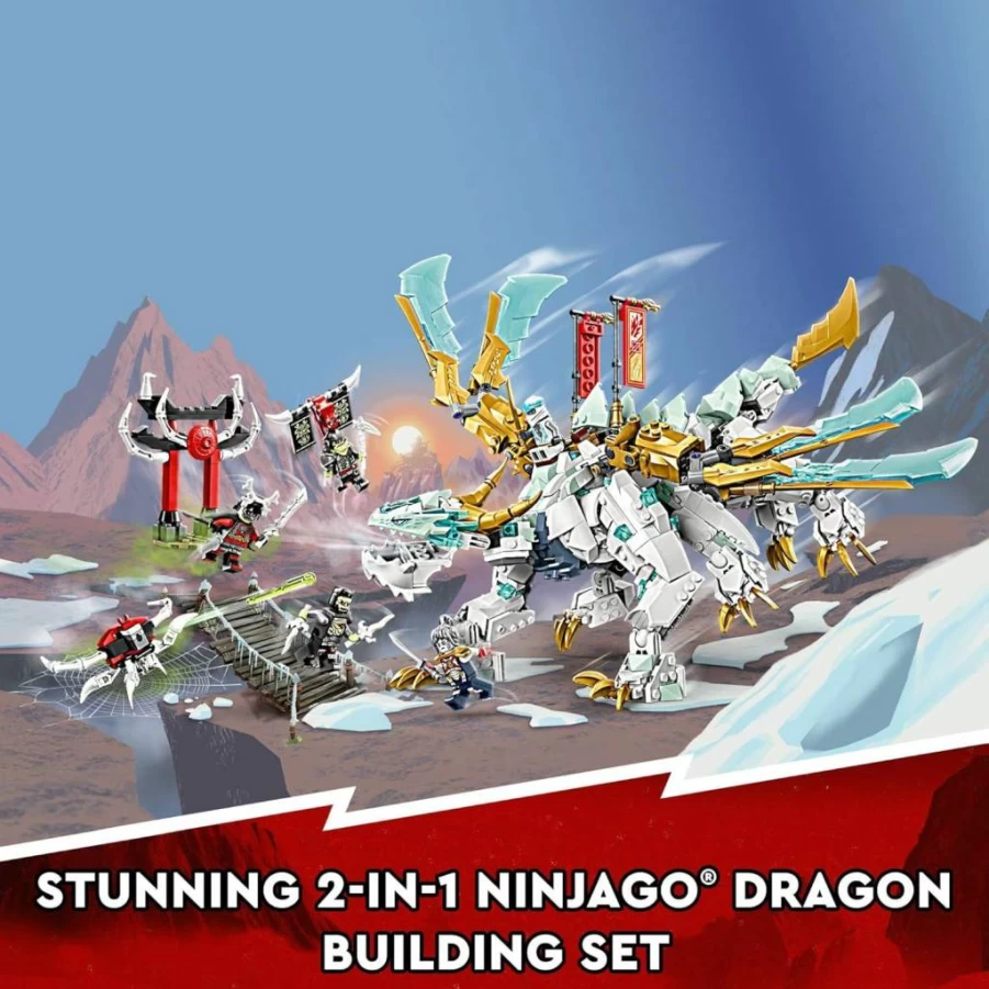 LEGO Ninjago Zane's Ice Dragon 71786 Building Kit with 5 Minifigures, 2-in-1 Dragon and Warrior Action Figure Model for Kids
