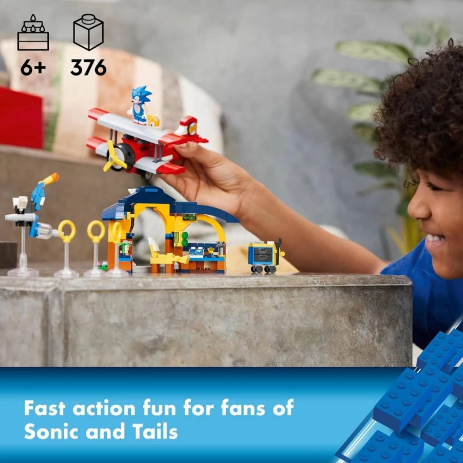LEGO Sonic The Hedgehog Tails' Workshop & Tornado Plane 76991 Building Kit with 4 Mini Figures, Creative Play Airplane Set, Ideal Gift for Kids 6+ and Sonic Fans