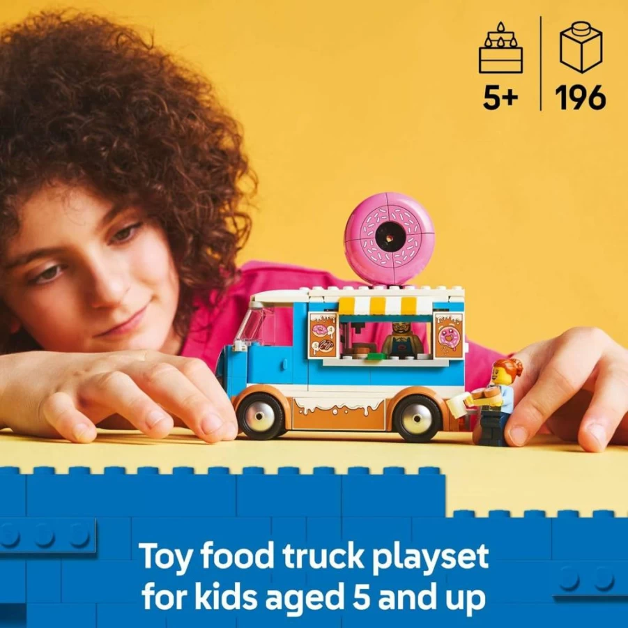 LEGO City Donut Shop Truck Building Set 60452 - Kids Toy with 2 Minifigures, Mobile Donut Stand & Accessories - Creative Birthday Gift for Boys and Girls Ages 5+
