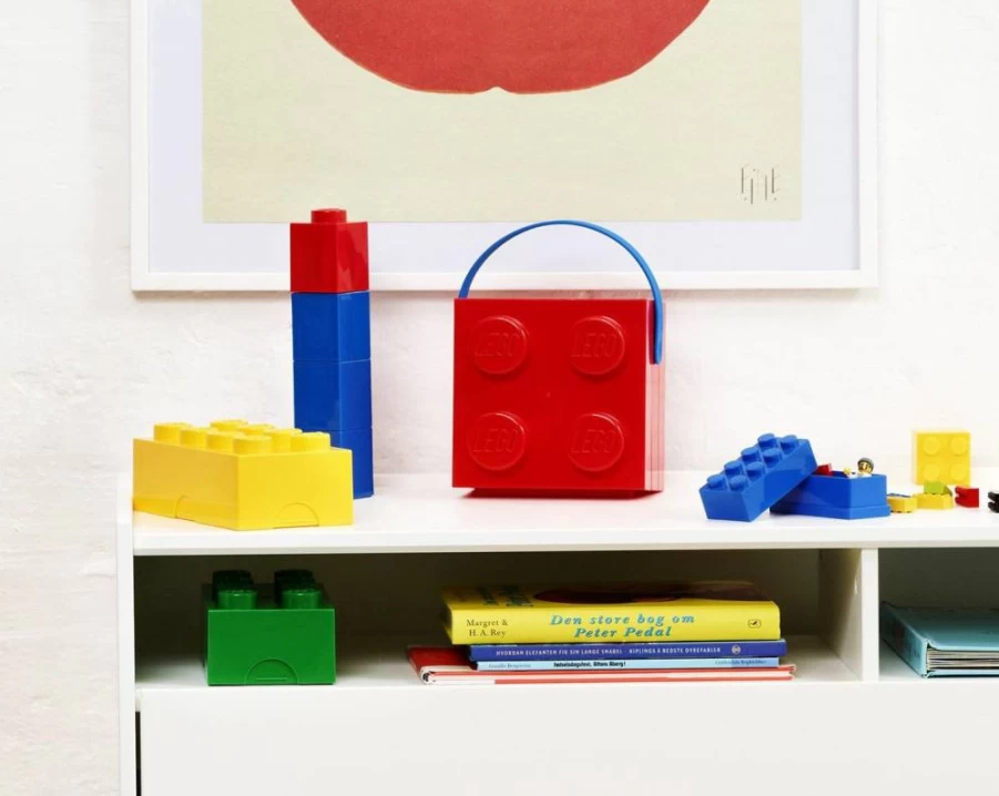 Room Copenhagen LEGO Storage Box - Portable Translucent Purple Container with Handle for Toy Organization