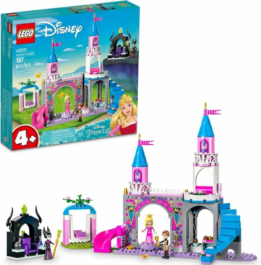 LEGO Disney Princess Aurora's Castle 43211 Building Set with Sleeping Beauty, Prince Philip & Maleficent Mini-Dolls, Creative Gift for Kids Ages 4+