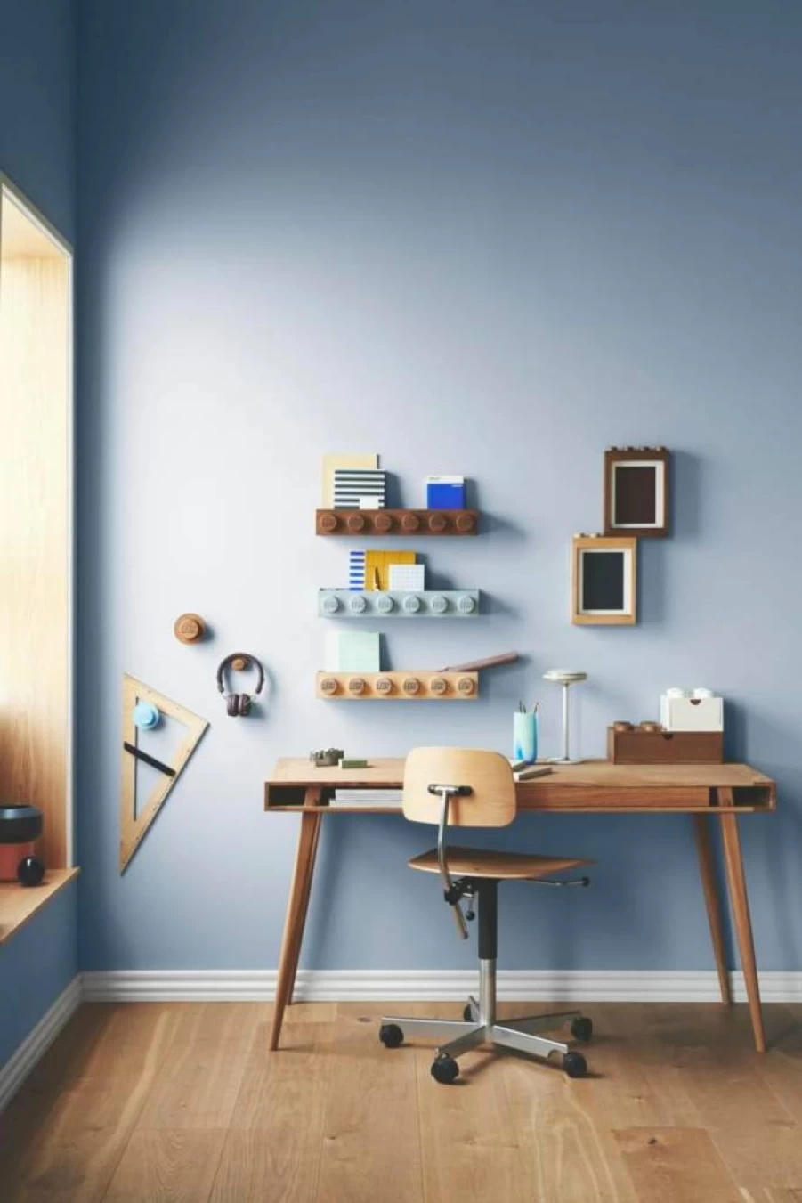 Room Copenhagen LEGO Themed Dark Wooden Book Shelf - Oak Wall Mounted Storage for Books & Home Decor, 500x87x129mm, Stylish Functional Bookshelves