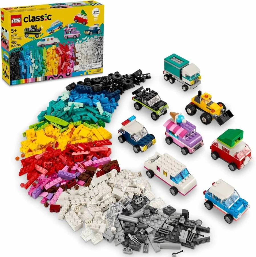 LEGO Classic 11036 Creative Vehicles Building Kit - Ice Cream Truck, Police Car, Model City Cars for Kids Ages 5+ | Creative Construction Toy Gift for Boys & Girls