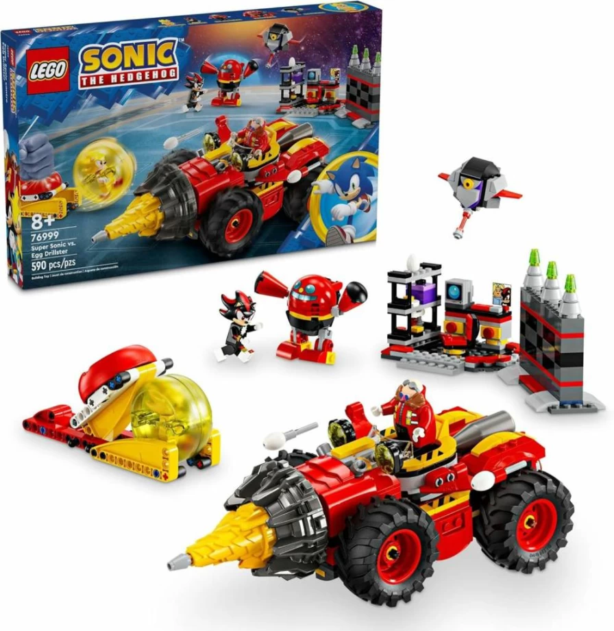 LEGO Super Sonic vs. Egg Drillster Building Set 76999 - Sonic the Hedgehog Toy with Shadow & Dr. Eggman, Creative Construction Kit for Kids Ages 8+