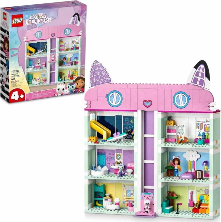 LEGO Gabby's Dollhouse 10788 Building Set with 8 Rooms, Gabby, Pandy Paws, Cakey & Mercat Figures, Creative Playhouse Toy for Kids Ages 4+