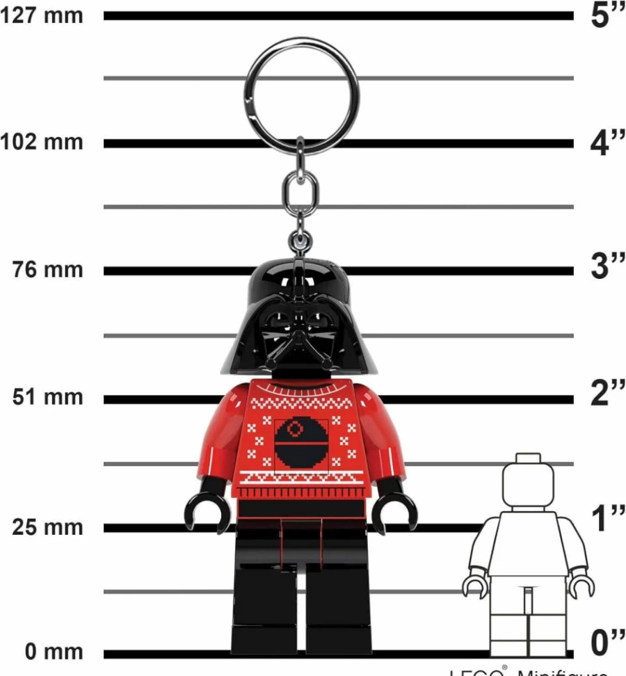 IQ LEGO Star Wars Darth Vader Key Light - 3" Tall LED Desk Lamp with Holiday Ugly Sweater Design - Ke173H