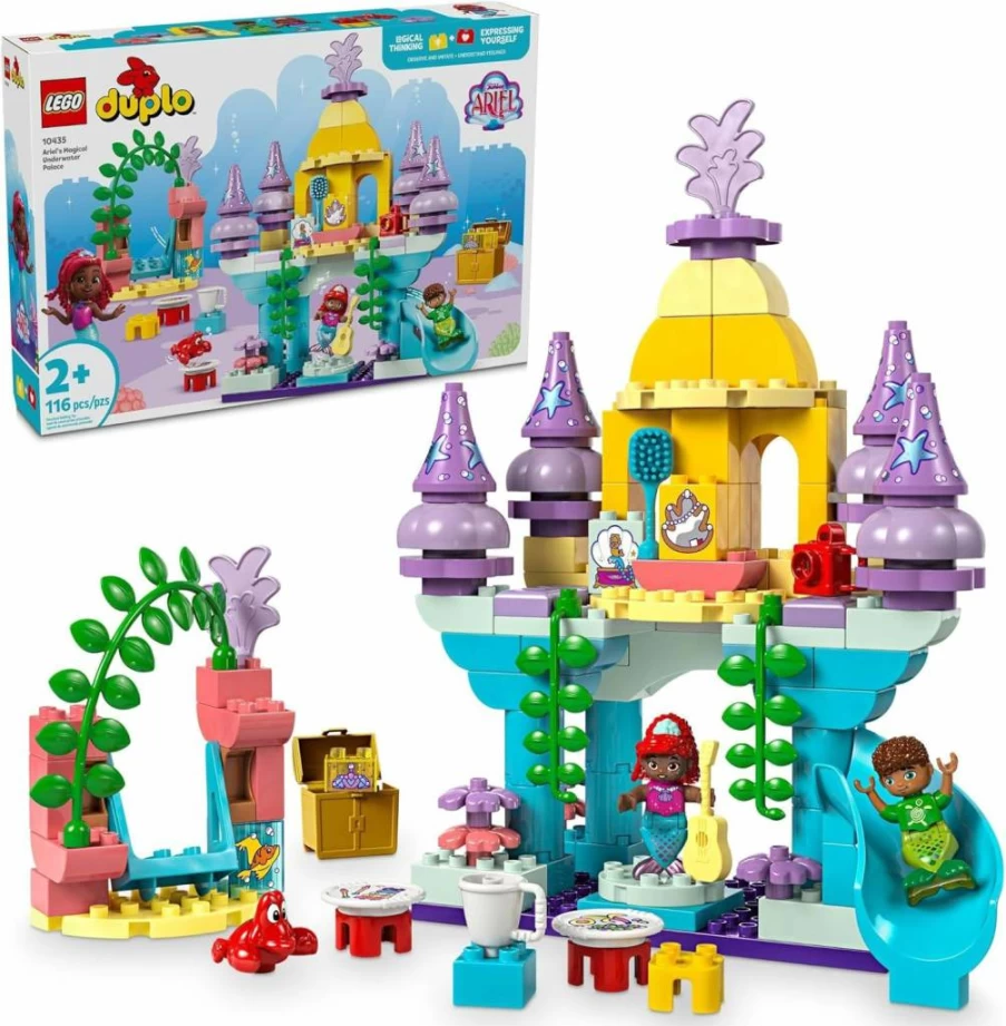 LEGO DUPLO Disney The Little Mermaid Ariel's Magical Underwater Palace 10435 Building Toy Set with Princess Minifigure for Toddlers Ages 2+ Preschool Sensory Play