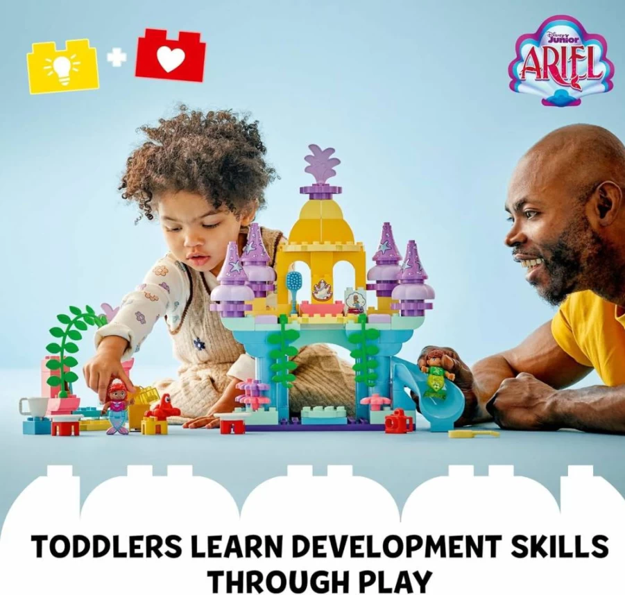 LEGO DUPLO Disney The Little Mermaid Ariel's Magical Underwater Palace 10435 Building Toy Set with Princess Minifigure for Toddlers Ages 2+ Preschool Sensory Play