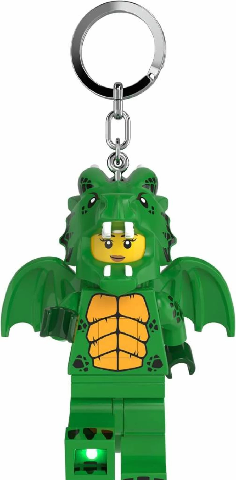 IQ Green Dragon Costume Girl Lego Minifigure Keychain Light - 3 Inch Tall Collectible Toy (KE224H)