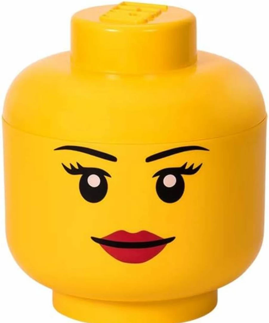 Room Copenhagen Lego Storage Head - Stackable Pumpkin Organizer Bin for Kids Toys, Holds 250 Bricks, 6.3x6.3x7.28 Inches