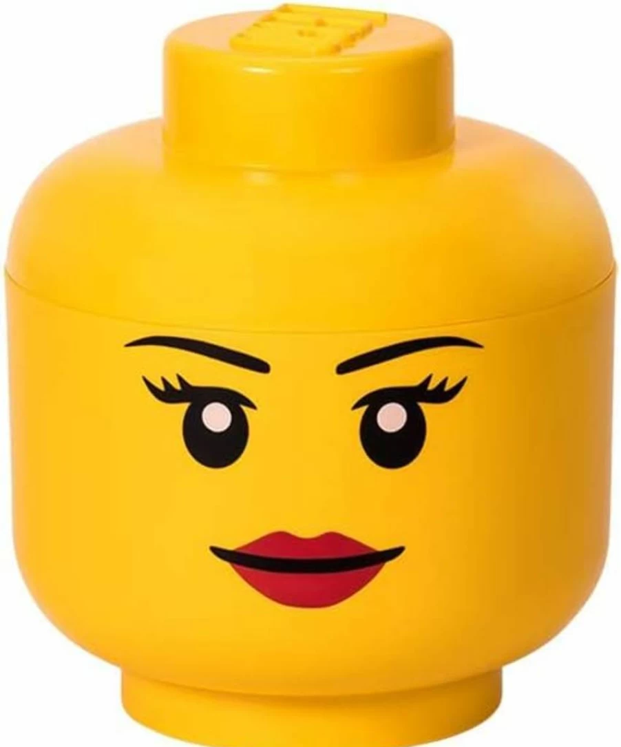 Room Copenhagen LEGO Storage Head Stackable Organizer Bin for Kids Toys - Buildable, Holds 100 Bricks, 4x4x4 Inches, Mini Silly Design