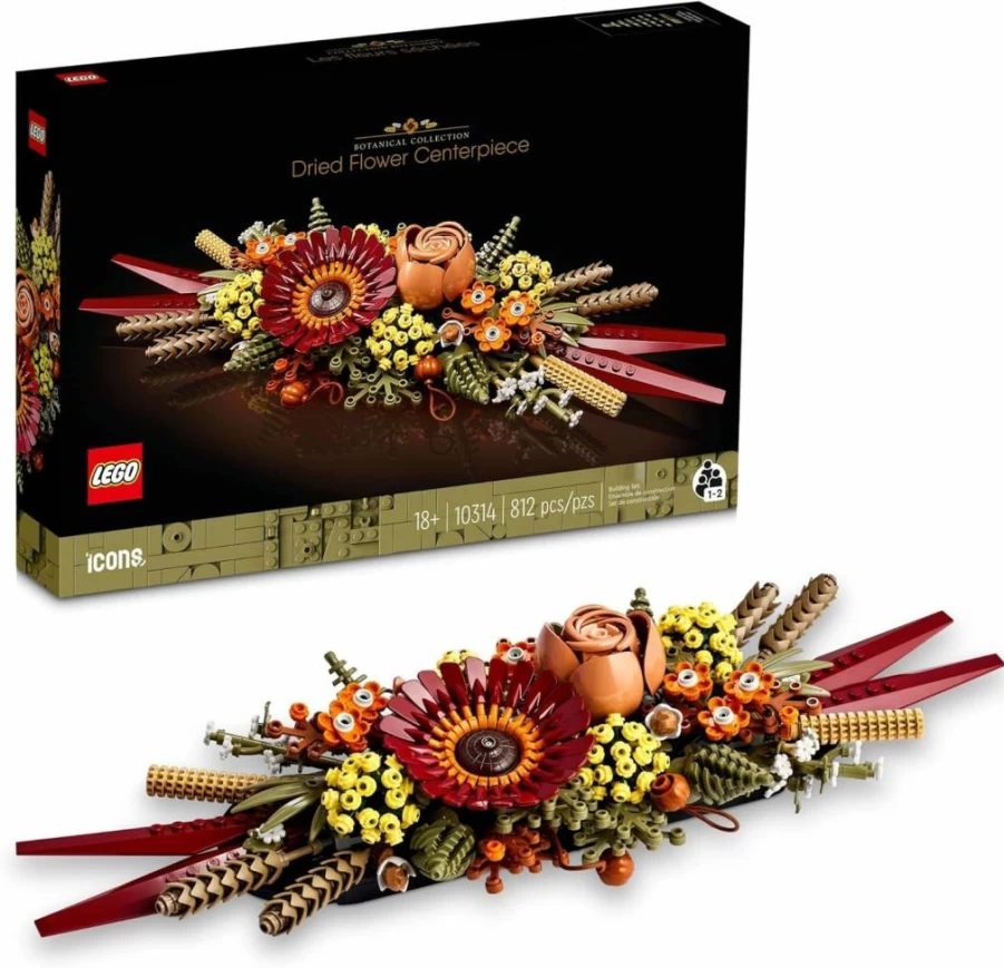 LEGO Icons 10314 Dried Flower Centerpiece Building Kit for Adults - Artificial Floral Home Decor Set for Dining Table, Creative Gift for Ages 18+