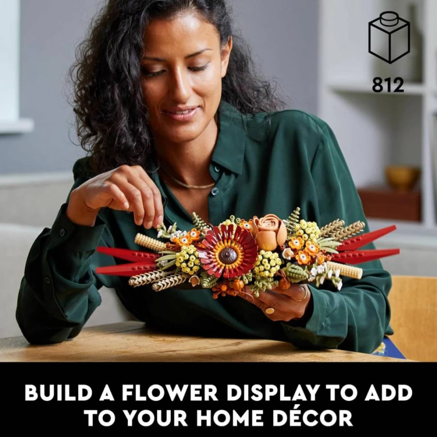 LEGO Icons 10314 Dried Flower Centerpiece Building Kit for Adults - Artificial Floral Home Decor Set for Dining Table, Creative Gift for Ages 18+