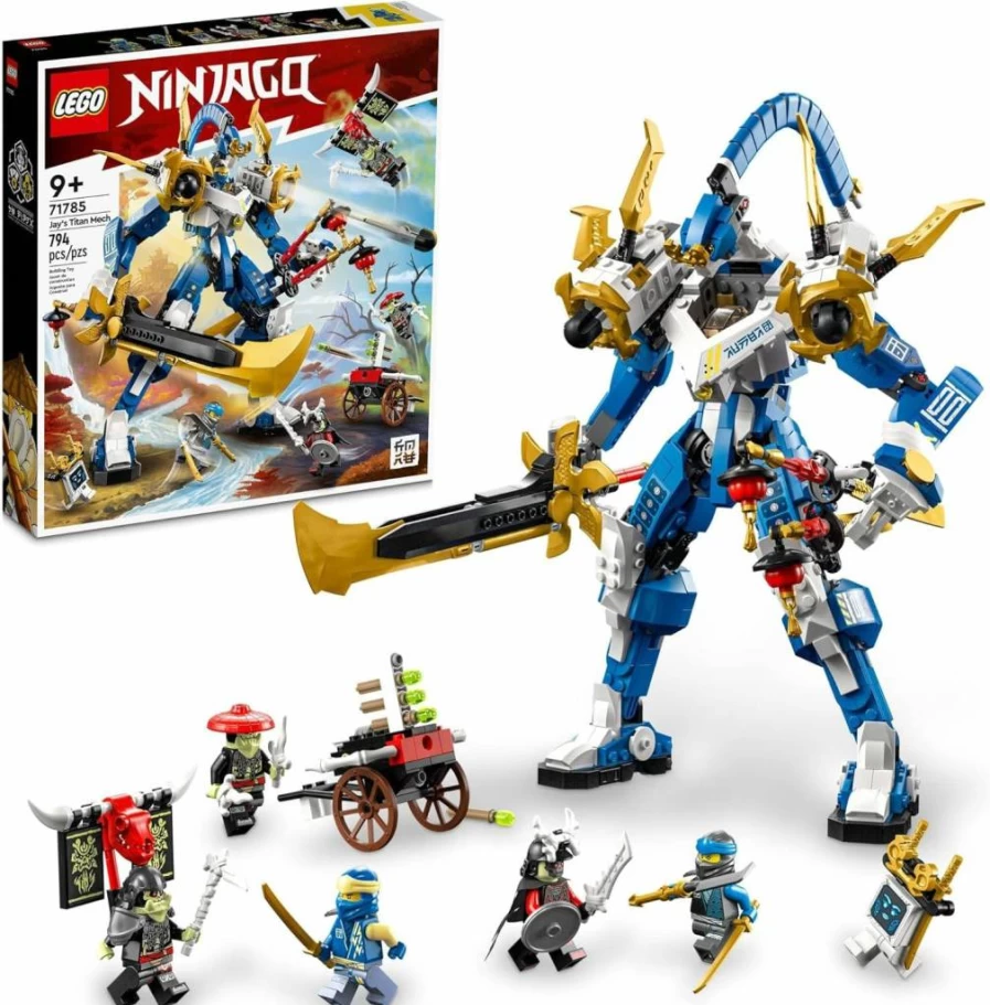 LEGO Ninjago Jay's Titan Mech 71785 Building Set with 5 Minifigures, Stud-Shooting Crossbow & Action Features for Kids Ages 7+