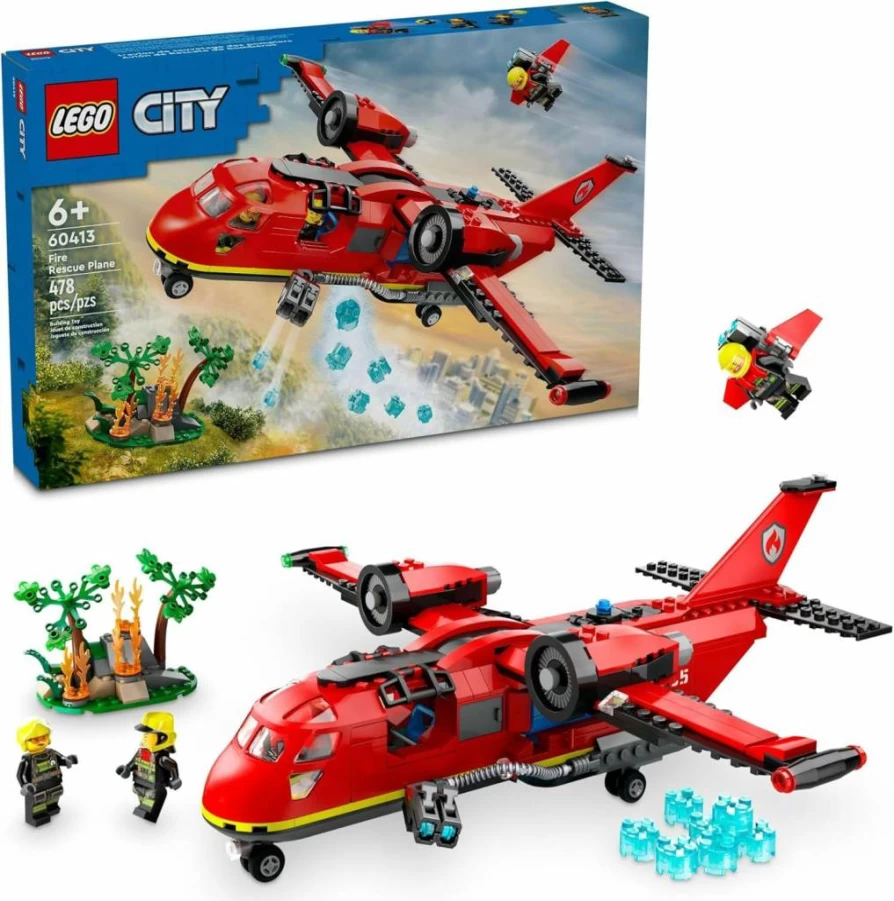 LEGO City 60413 Fire Rescue Plane Building Set with 3 Minifigures, Kids Airplane Toy for Creative Play, Ideal Gift for Boys & Girls Ages 6+ Who Love Firefighter & Aviation Toys