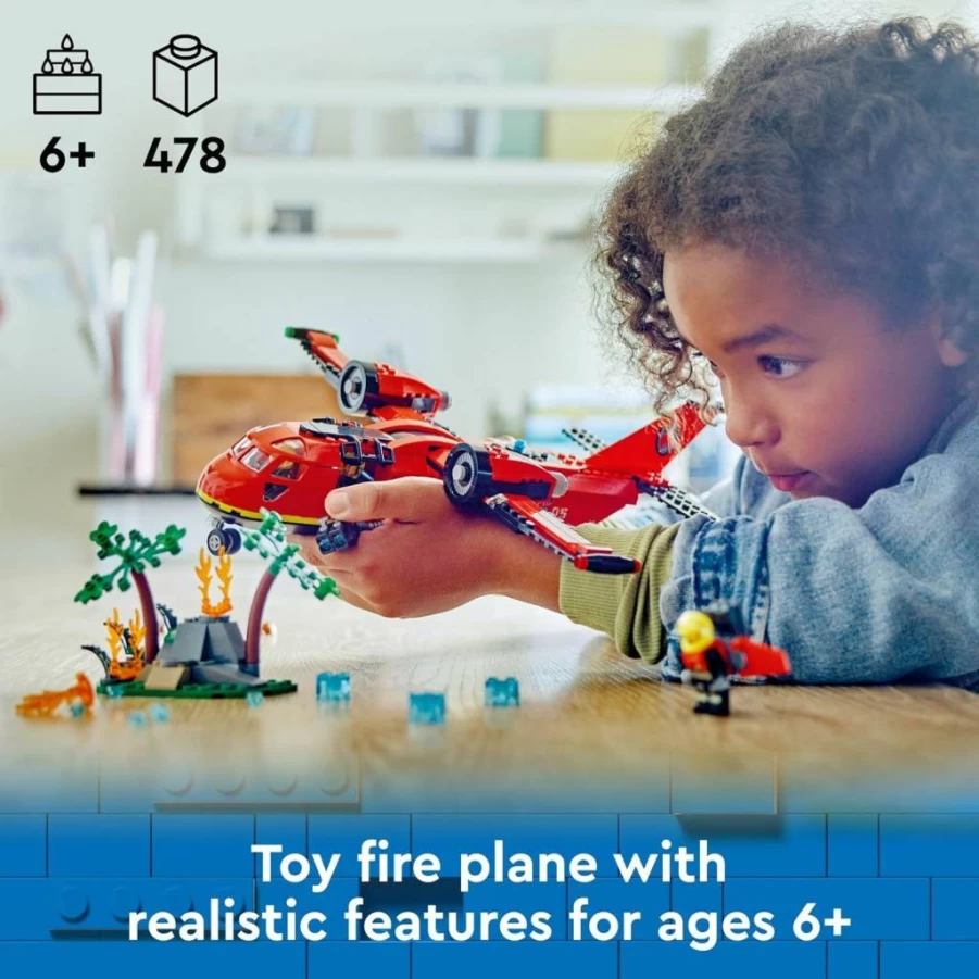 LEGO City 60413 Fire Rescue Plane Building Set with 3 Minifigures, Kids Airplane Toy for Creative Play, Ideal Gift for Boys & Girls Ages 6+ Who Love Firefighter & Aviation Toys