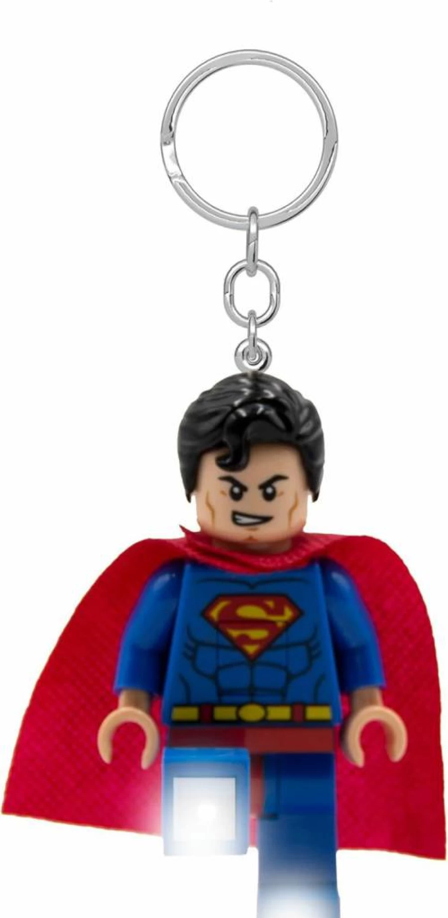 IQ Superman Keychain - 3 Inch Tall Collectible Light-Up Figure - DC Super Heroes Lego Style Gift
