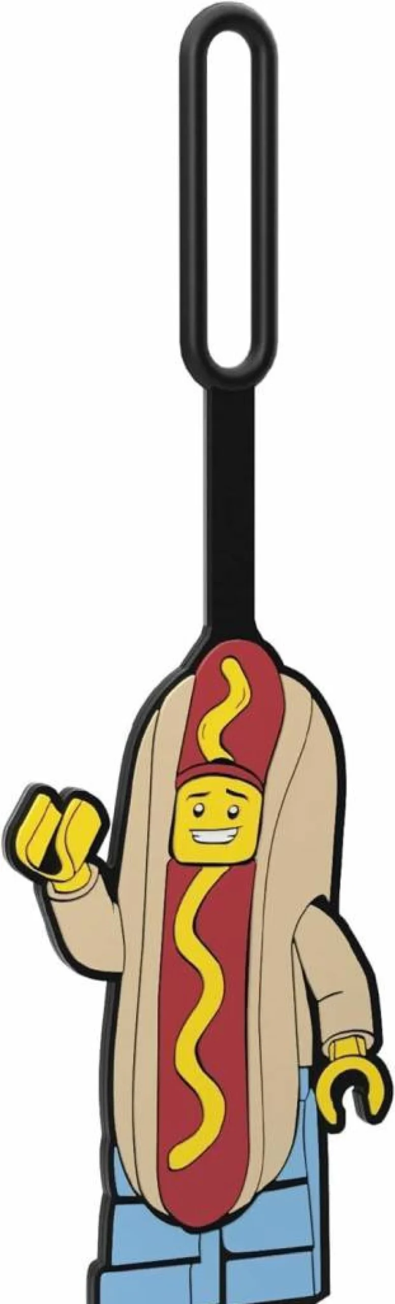 IQ Hot Dog Man Silicone Luggage Tag - Writable ID Label for Suitcase, Backpack, Travel Bags - 6.5 Inch Durable Leash for Beach, Vacation Accessories