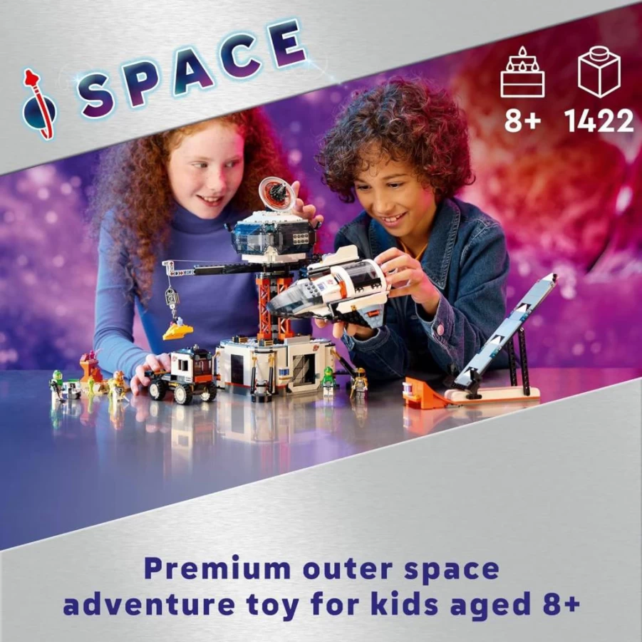 LEGO City Space Base & Rocket Launchpad Building Kit with 6 Minifigures, Robot & Aliens – Creative Planet Exploration Toy for Kids Ages 8+ (60434)