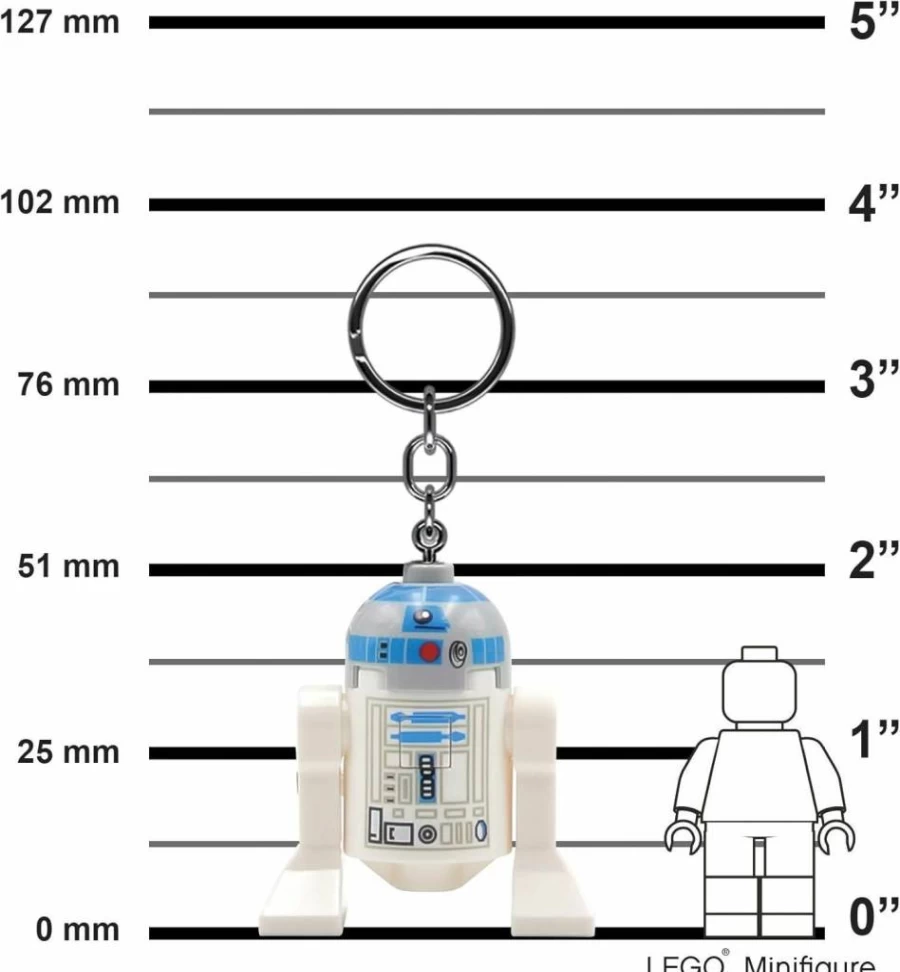 IQ Star Wars R2-D2 LED Key Light - 2-Inch Tall Lego-Style Figure with USB Power, Desk Decor for Fans