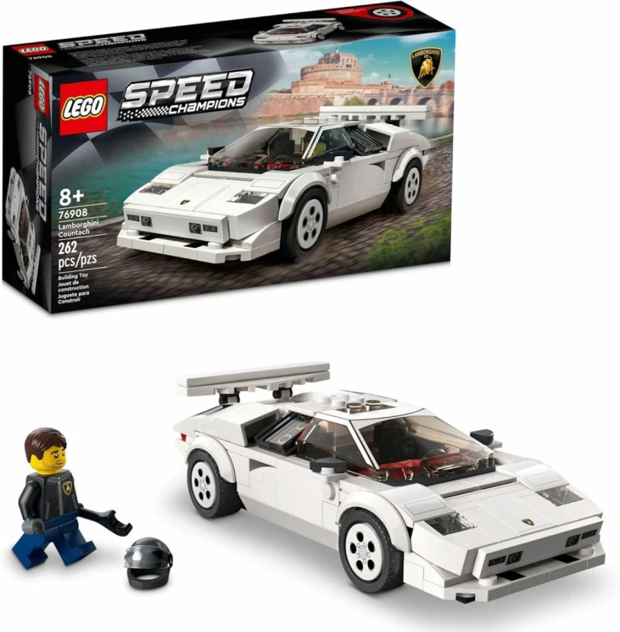 LEGO Speed Champions Lamborghini Countach 76908 Building Set with Minifigure, Race Car Model Kit for Adults and Kids, Collectible Toy 2023