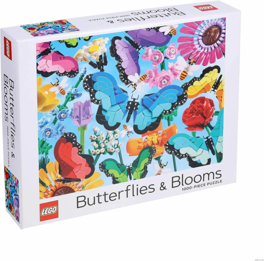 LEGO Ideas Butterfly & Blooms 1000-Piece Jigsaw Puzzle for Adults, Vibrant Floral Nature Building Set