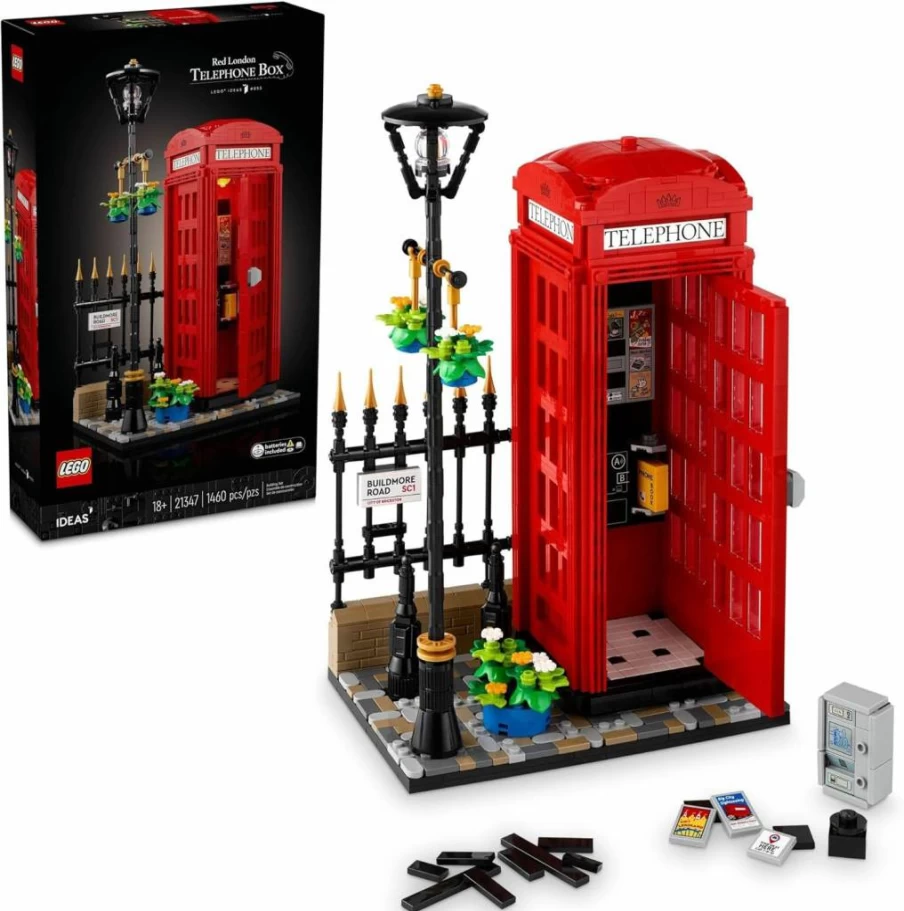 LEGO Ideas 21347 Red London Telephone Box Building Set for Adults – Collectible London Phone Booth Model, Creative Travel Souvenir & Desk Decor Gift