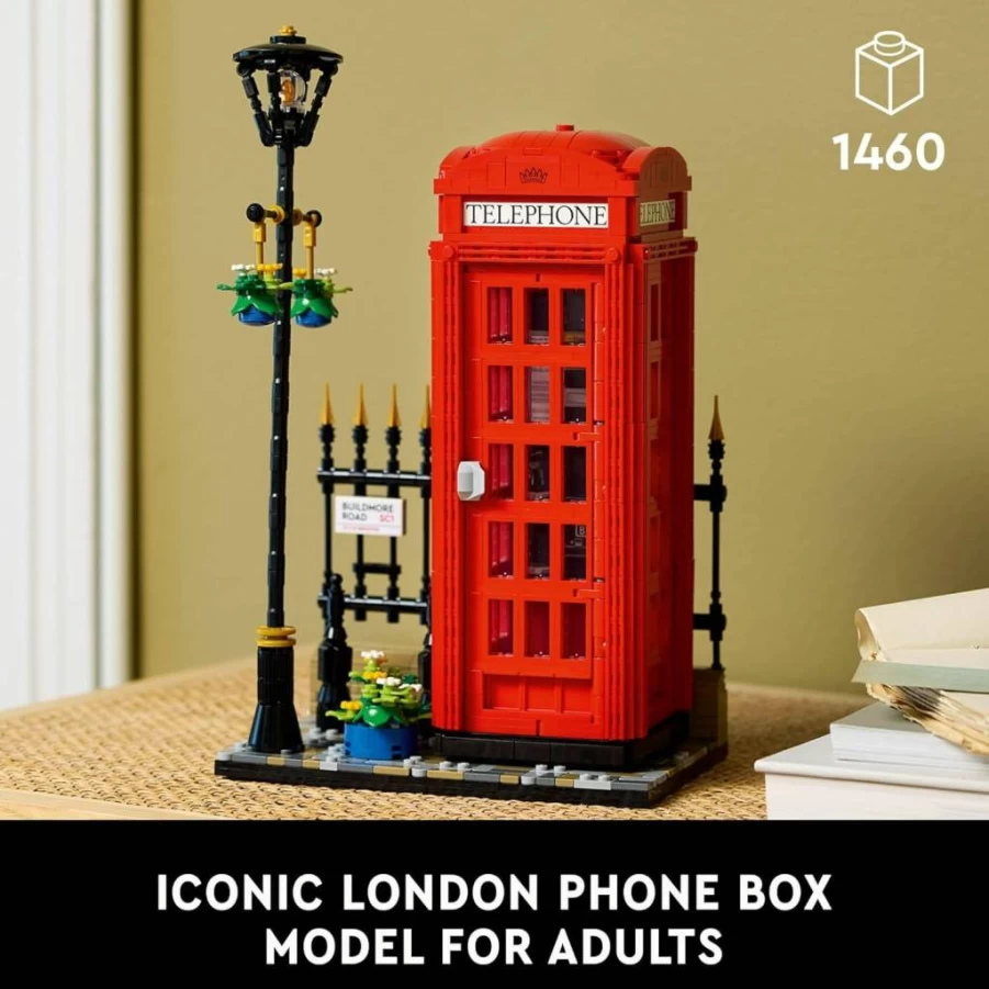 LEGO Ideas 21347 Red London Telephone Box Building Set for Adults – Collectible London Phone Booth Model, Creative Travel Souvenir & Desk Decor Gift