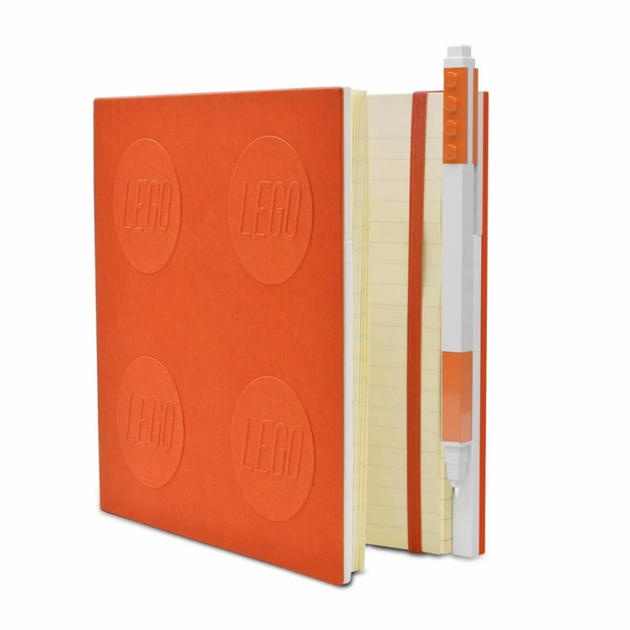 Amazon IQ Lego-Themed Locking Notebook with Gel Pen - 6x6 Inches, Lined, Orange (Model 52440)
